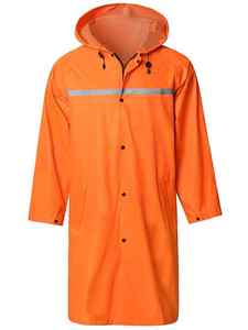 Poncho de pluie imperméable jaune vif, long, à capuche, veste de sécurité réfléchissante à rayures, coupe-vent, veste d'urgence pour la randonnée et les voyages - Product Image 4