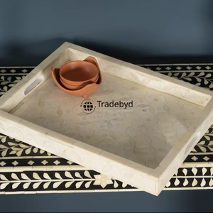 Bandeja Decorativa Premium con Incrustaciones de Hueso para Servir en la Mesa de Comedor, Estilo Tradebyd - Product Image 1