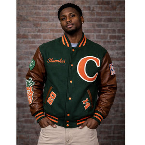 Plain Baseball breathable Sports High Quality Custom leather sleeve wool Solid Pattern Blank <b>Bomber</b> Fall <b>Varsity</b> <b>Jackets</b> For <b>Men</b> - Product Image 1