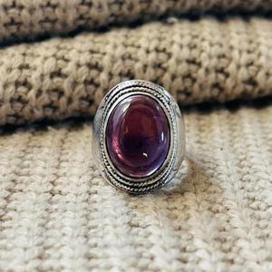 Fashionable Latest Bohemian Style Silver Plated Amethyst Brass Gemstone <b>Ring</b> <b>statement</b> Cocktail Chunky Wholesale <b>Ring</b> For Women - Product Image 1