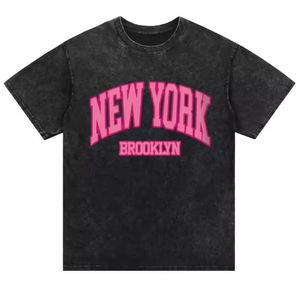 T-shirts personnalisés de luxe en coton épais, coupe ample, style Hip Hop, avec motif graphique, streetwear oversize délavé - Product Image 1