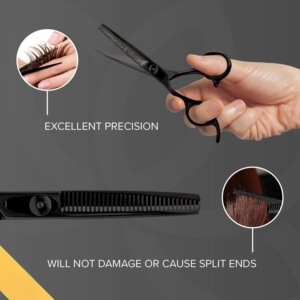 Harbor Industry VG10 Japanese Steel Texturizing Scissor Black Coated Salon <b>Barber</b> Sharp <b>Blade</b> 5.5 Inch - Product Image 5