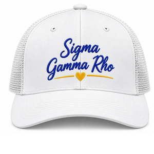 หมวกเบสบอลทรง Trucker สำหรับผู้หญิง Sigma Gamma Rho ปักโลโก้ชมรมกรีกแบบกำหนดเอง ด้านหลังเป็นตาข่าย ปรับขนาดได้ด้วยตัวล็อคแบบ Snap ขายส่ง - Product Image 1