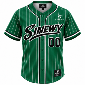 Maillot de baseball unisexe SINEWY SPORTS, personnalisé, rayé bleu, polyester, manches courtes, boutons sur le devant, évacuation de l'humidité, grande taille adulte - Product Image 4