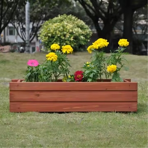 Jardinière rectangulaire surélevée en bois pour extérieur, bac à fleurs, pot de jardin, bac à plantes pour terrasse et balcon - Product Image 6