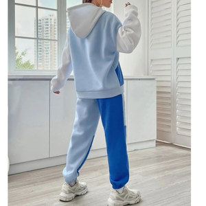Ensemble survêtement gris à capuche pour femme grande taille, couleur unie, pantalon long, coupe décontractée, 100% coton, vêtements d'hiver - Product Image 4