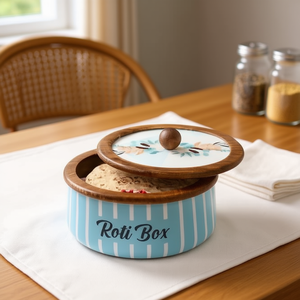 Premium Handcrafted Wooden Roti Box with Masala Spice Organizer <b>Kitchen</b> <b>Storage</b> Chapati Container for Home Utility - Product Image 3