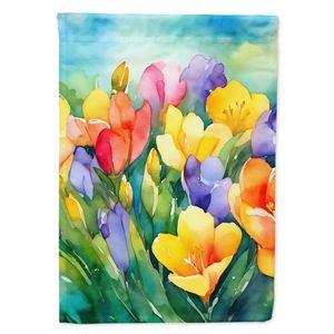 Multicolor Freesias Watercolor <b>Garden</b> <b>Flag</b> Artwork for Patio and Yard Decorative Mailbox and Flower Beds Banner - Product Image 1