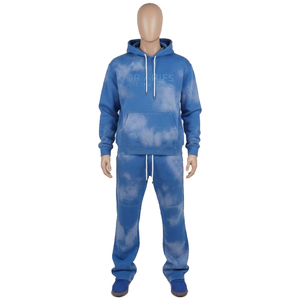 ชุดวอร์มผู้ชายสำหรับฤดูหนาว แบบกันลม มีฮู้ด 2 ชิ้น เสื้อและกางเกงขายาว มีเชือกผูกเอว สไตล์สตรีทแวร์ลำลอง - Product Image 1