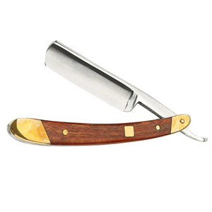 Rasoir droit Azicon à manche en bois pour barbier, en acier inoxydable, pliable, pour rasage de barbe, outil de toilettage de salon, lame de coupe. - Product Image 1