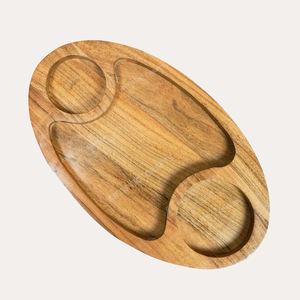 Assiettes de présentation en bois d'acacia écologiques faites à la main de taille personnalisée de forme ovale durable directement de l'Inde - Product Image 1