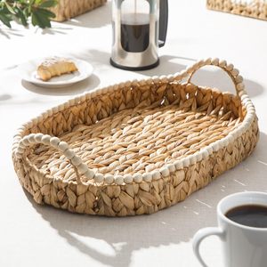 Home Riverrun Grove Bandeja Decorativa Tejida de 17 Pulgadas, Cesta Grande de Jacinto de Agua Natural con Asas de Madera para Decoración de Mesa de Centro - Product Image 4
