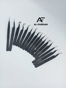 Matte Black Color Eyelash Extension Tweezers Set All Shapes Diamond Grip with Custom Brand Name Volume Lash Fiber Tip Tweezer - Product Image 4