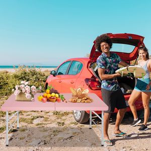4ft Pink Foldable <b>Table</b> <b>Portable</b> Indoor and Outdoor with Maximum Weight Capacity of 135KG for Camping - Product Image 6