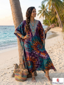 Women Stylish Printed <b>Kaftan</b> Dress Loose Fit Beach Wear Soft Fabric <b>Summer</b> Resort Cover Up Island Vacation Bulk Supply - Product Image 4