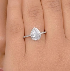 Wholesale 925 Sterling Silver Cubic Zirconia Pear Shape <b>Ring</b> Handmade CZ Gemstone Engagement <b>Statement</b> <b>Ring</b> - Product Image 6