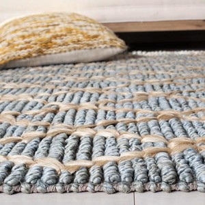 Handwoven Jute <b>Rug</b> Geometric Pattern Rectangle Bohemian Style Non-Slip Hallway Area <b>Rug</b> Low Pile <b>Thin</b> Crafted With Natural Fiber - Product Image 3