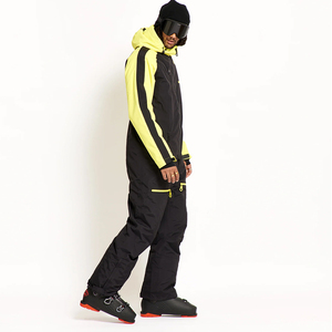 Unisex Waterproof Breathable Polyester/Nylon Customizable Yellow/Black Ski Suit Snowboard <b>Jumpsuit</b> Hooded Insulated Windproof - Product Image 3