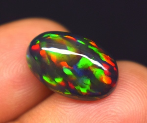 Opale noire naturelle, pierre précieuse en vrac, ovale, multicolore, 15,6x10,3x7,6 mm, 6,10 carats, pour bijoux fins - Product Image 1