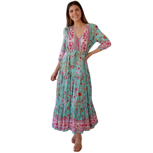 Vestido Maxi Smocked Estampado de Moda para Mujer - Product Image 2