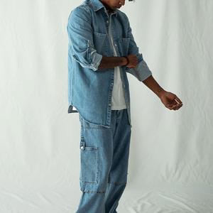 Chemise en jean pour homme sur mesure, légère, 100% coton, style luxueux, impression vintage, haute qualité, respirante, avec OEM - Product Image 3