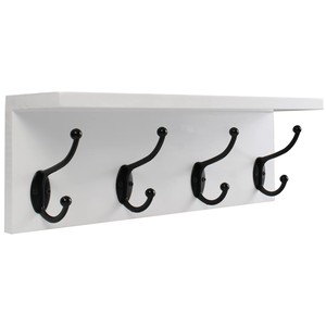 Reclaimed Pine Wood Wall <b>Coat</b> Rack with 5 Black <b>Hooks</b> - Wholesale - Product Image 1
