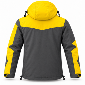 Private Label <b>Mens</b> Travel Softshell Jacket Winter Waterproof Windproof Polar <b>Fleece</b> Lining Detachable Hood Color Block Jacket - Product Image 3