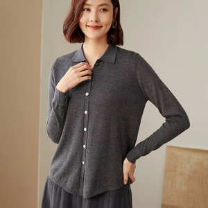 Robes classiques pour femmes en couleur unie, chemisier en cachemire tricoté, chemisier personnalisable pour femmes - Product Image 4