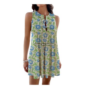Vestido Bohemio Colorido de Algodón para Mujer, Estampado a Mano Indio, para Eventos y Viajes, Hermoso Algodón Estampado a Mano - Product Image 5