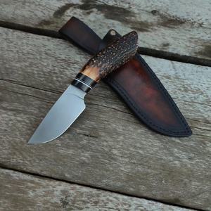 Couteau de chasse à pointe tombante, lame en acier inoxydable, manche en bois de cerf, couteau de survie pour l'extérieur - Product Image 1