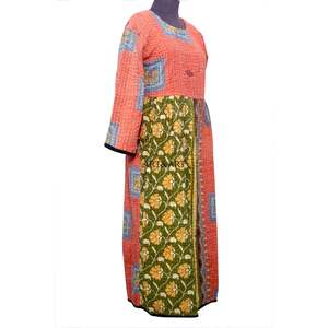 Vestido estilo A de algodón 100% con estampado floral kantha, elegante para el día a día y para mujeres confiadas en el trabajo, ecológico y cómodo de llevar. - Product Image 5