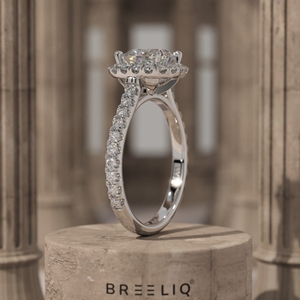 Bague de fiançailles 2 carats en or massif 14K avec diamant taille coussin et halo, bague de mariée pavée, fabricant de bijoux personnalisés en diamant de laboratoire - Product Image 6