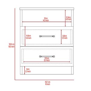 DEPOT E SHOP Comodino Salento Superior Top Bianco con Due Cassetti e Un Ripiano - Product Image 4