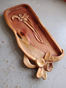 Natural Wood Handmade Serving Plate <b>Tray</b> Rustic <b>Dinner</b> Dish Kitchen Restaurant Dining Tableware - Product Image 6