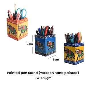 Porte-crayons artisanal en bois de manguier avec motif d'éléphant sculpté |   Vente en gros - Product Image 4