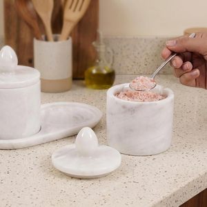 Porte-épices élégant, porte-condiments haut de gamme, décoration de cuisine de luxe, accessoire artisanal pour sel et poivre, style minimaliste. - Product Image 1