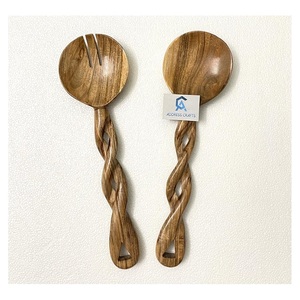 Latest Design Wooden <b>Salad</b> Server Ser Creative Design Twisted Handle <b>Salad</b> Spoon Set Utensils Kitchenware <b>Salad</b> <b>Tools</b> Serve ware - Product Image 2