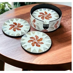 Natural Mother Pearl Inlay Classic <b>Coaster</b> <b>Set</b> Eco-Friendly Heat Resistant Durable Tea <b>Coaster</b> <b>Set</b> of 4-Piece For Tableware Used - Product Image 6