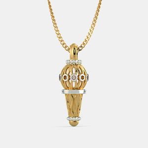 Collier pendentif en or jaune 14K plaqué, diamant de laboratoire taille brillant ronde, motif montgolfière de luxe - Product Image 4