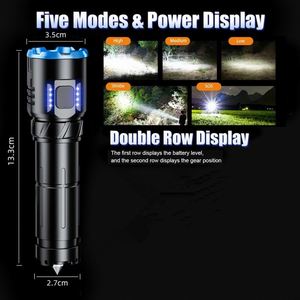 CITICITY <b>Rechargeable</b> Tactical Flashlight EDC with Clip, 2400LM Portable Flashlights with Hammer 5 Modes with 3800mAh Battery - Product Image 3