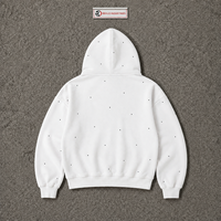 Sweat-shirt à capuche zippé blanc pour homme, coupe oversize premium, style streetwear, motif à pois noirs, en polaire, décontracté, mode hiver