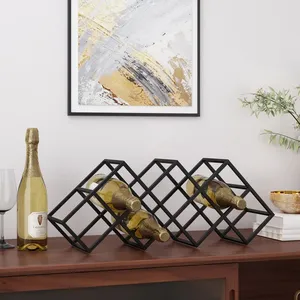 Porte-bouteilles à vin pliable minimaliste en métal, support à vin géométrique pour comptoir, pour cuisine et bar - Product Image 1