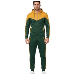 Ensemble de survêtement pour homme avec blocs de couleur, veste à capuche zippée et pantalon à cordon de serrage, fabricant de vêtements de sport personnalisés - Product Image 2