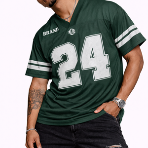 Maillot de football américain unisexe surdimensionné en mesh Y2K Streetwear, 100% polyester respirant, vêtements d'équipe, logo personnalisé, fabrication OEM, USA - Product Image 5