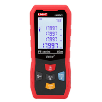 Medidor de Distancia Láser Industrial UNI-T LM80VS con Activación por Voz, Precisión de 2.0mm, Rango de 0.05-80m, CLASE 2, 99 Grupos de Registro Histórico