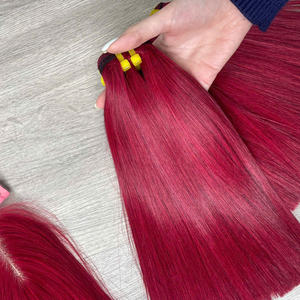Extensions de cheveux vietnamiens soyeux et lisses pour femmes, prix de gros usine, qualité supérieure, couleur vin - Product Image 1