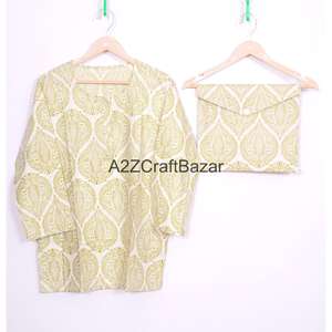 ชุดนอนผ้าฝ้ายพิมพ์ลายดอกไม้สุดหรู ทำมือ สำหรับผู้หญิง 100% ผ้าฝ้าย เนื้อนุ่ม ชุดนอนคู่ ชุดเพื่อนเจ้าสาว ของขวัญ - Product Image 2