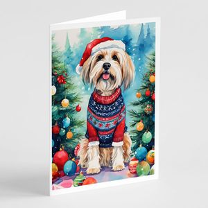 Paquete de tarjetas de felicitación de Navidad de Terrier tibetano caprichoso 8 tarjetas de notas de tamaño A7 en blanco 5x7 con sobres - Product Image 1