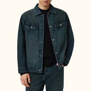 New Design <b>Long</b> Sleeve Washed Denim <b>Jackets</b> <b>Men</b> Fit Front Pockets Buttons Jean <b>Jackets</b> Online - Product Image 1