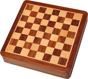 Jeu d'échecs rond en bois de 9 pouces avec tiroir et pièces magnétiques en bois de Sheesham, diamètre 9 pouces, pour les plus de 13 ans - Product Image 5